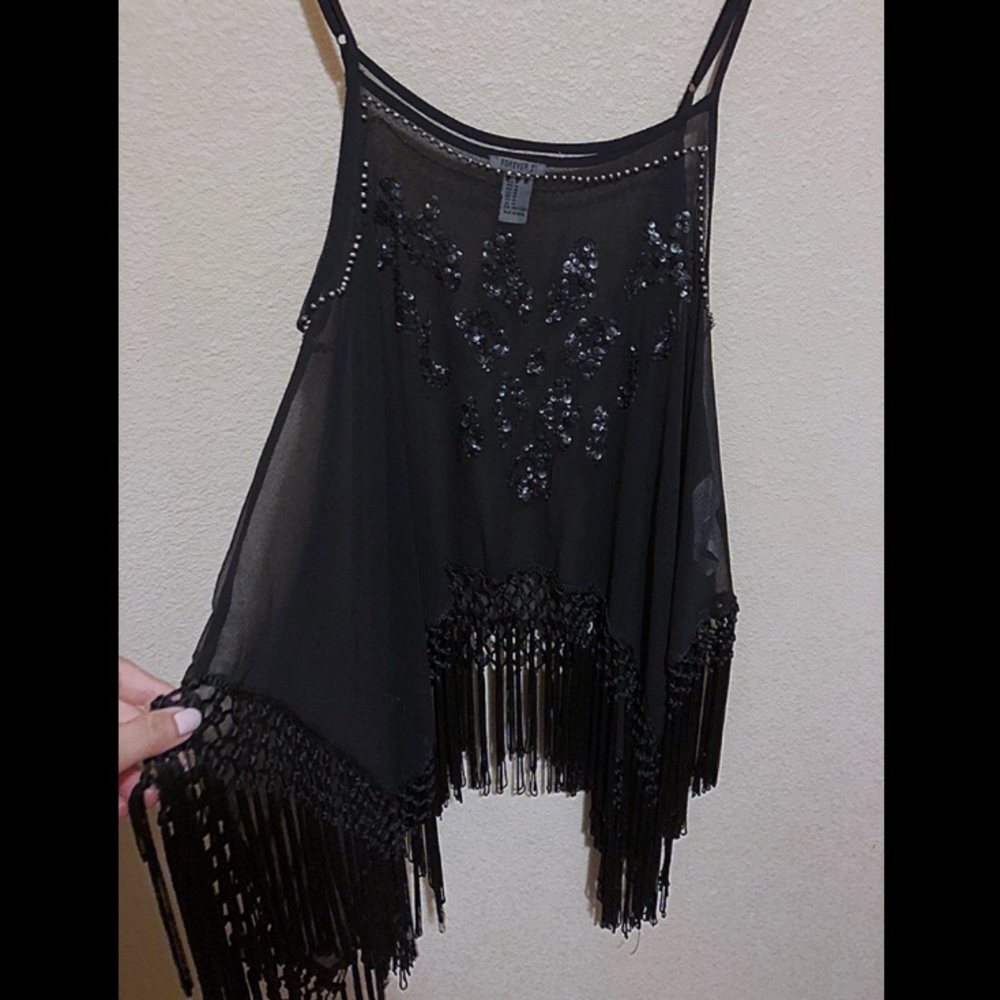 Never Worn Black Mesh Top